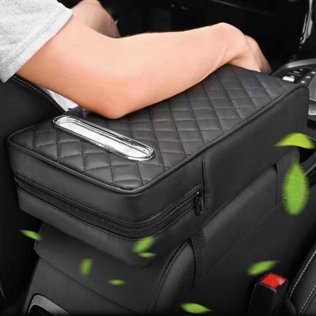 2*1 Leather Car Armrest and Tissue Holder for Hand Comfort When Driving