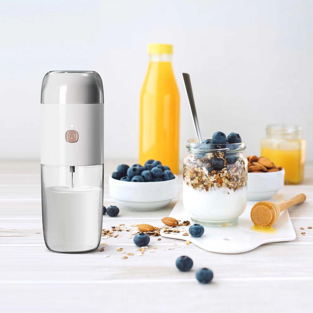 LePresso LPMFGRWH 2 in 1 Portable Milk Frother and Coffee Grinder