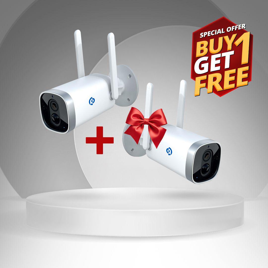Buy Powerology PWOCSPWH Wireless Outdoor Camera with Solar Panel & Get 1 FREE