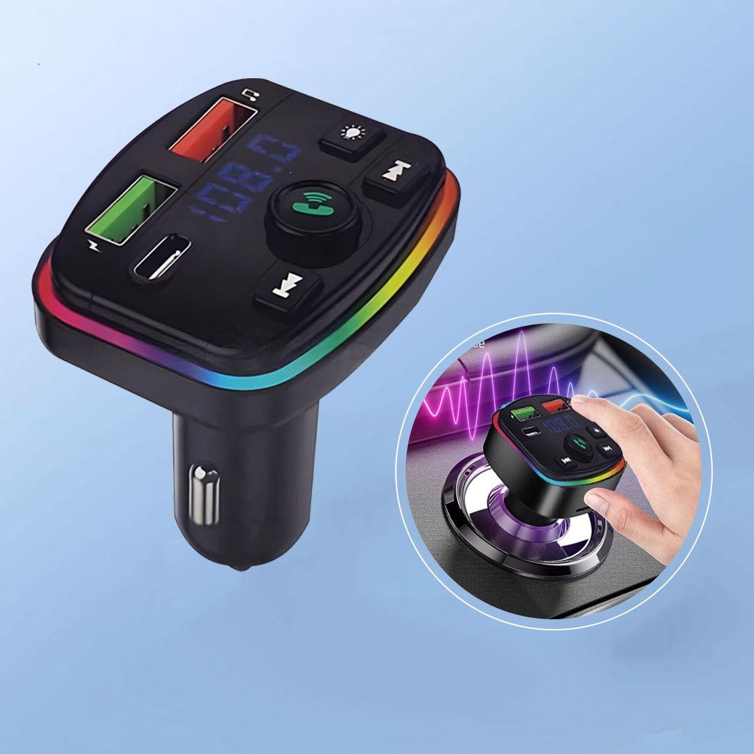 M8 Wireless Car Kit with 2 USB Ports and a Type-C Port with Cool LED Light