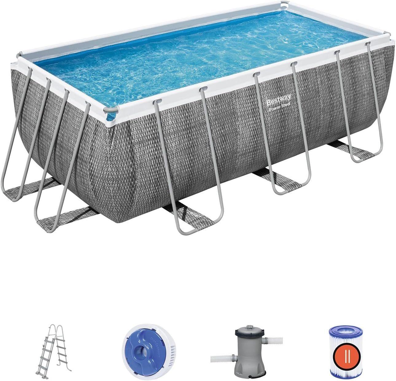 BESTWAY 4.12M X 2.01M X 1.22M RECTANGULAR POOL SET (Contents:Pool, Filter Pump(220-240V), Ladder, Chemconnect Dispenser, Compatible with Cartridge 58094(Ⅱ)220-240V) 