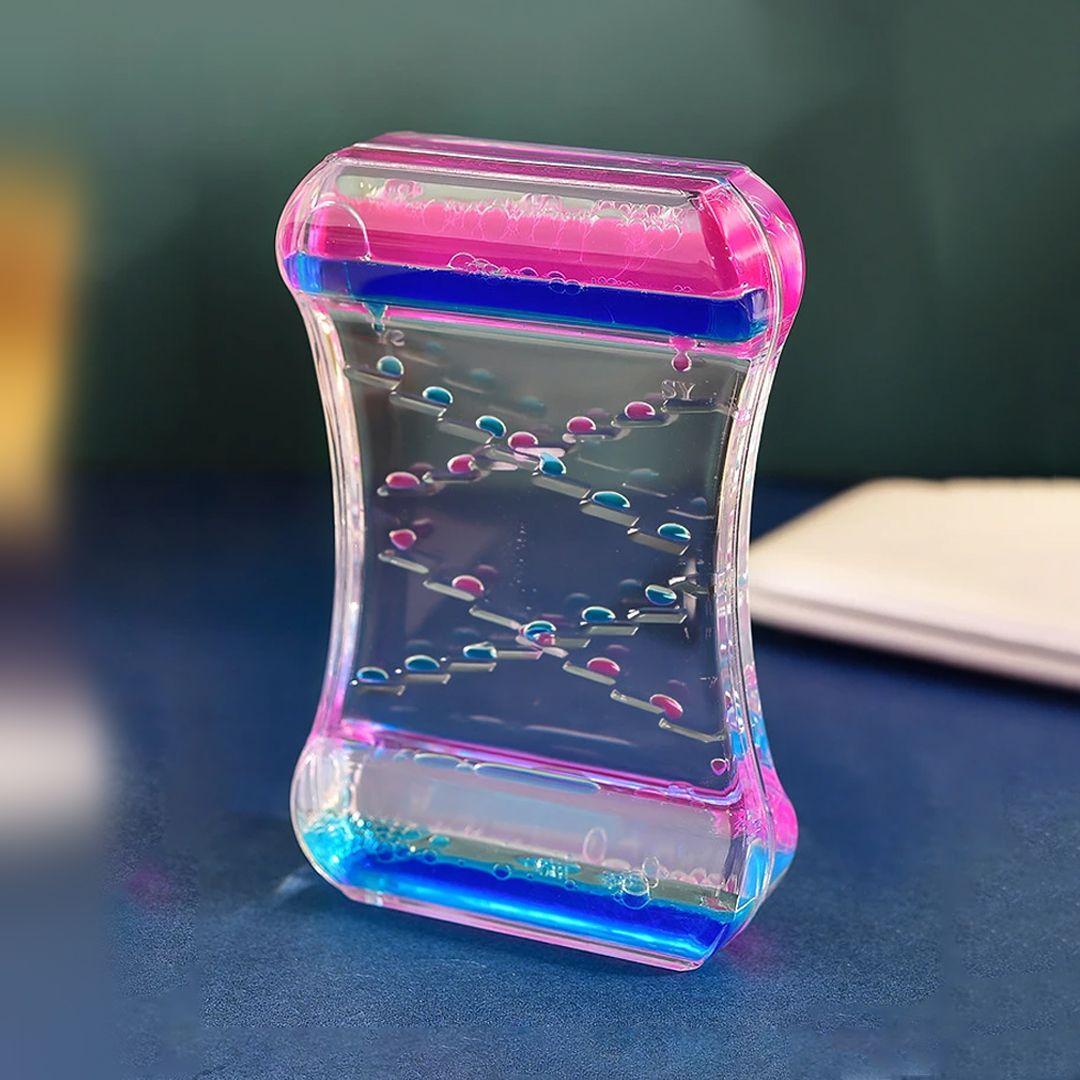 Decorative Hourglass with Moving Liquid and Bubbles
