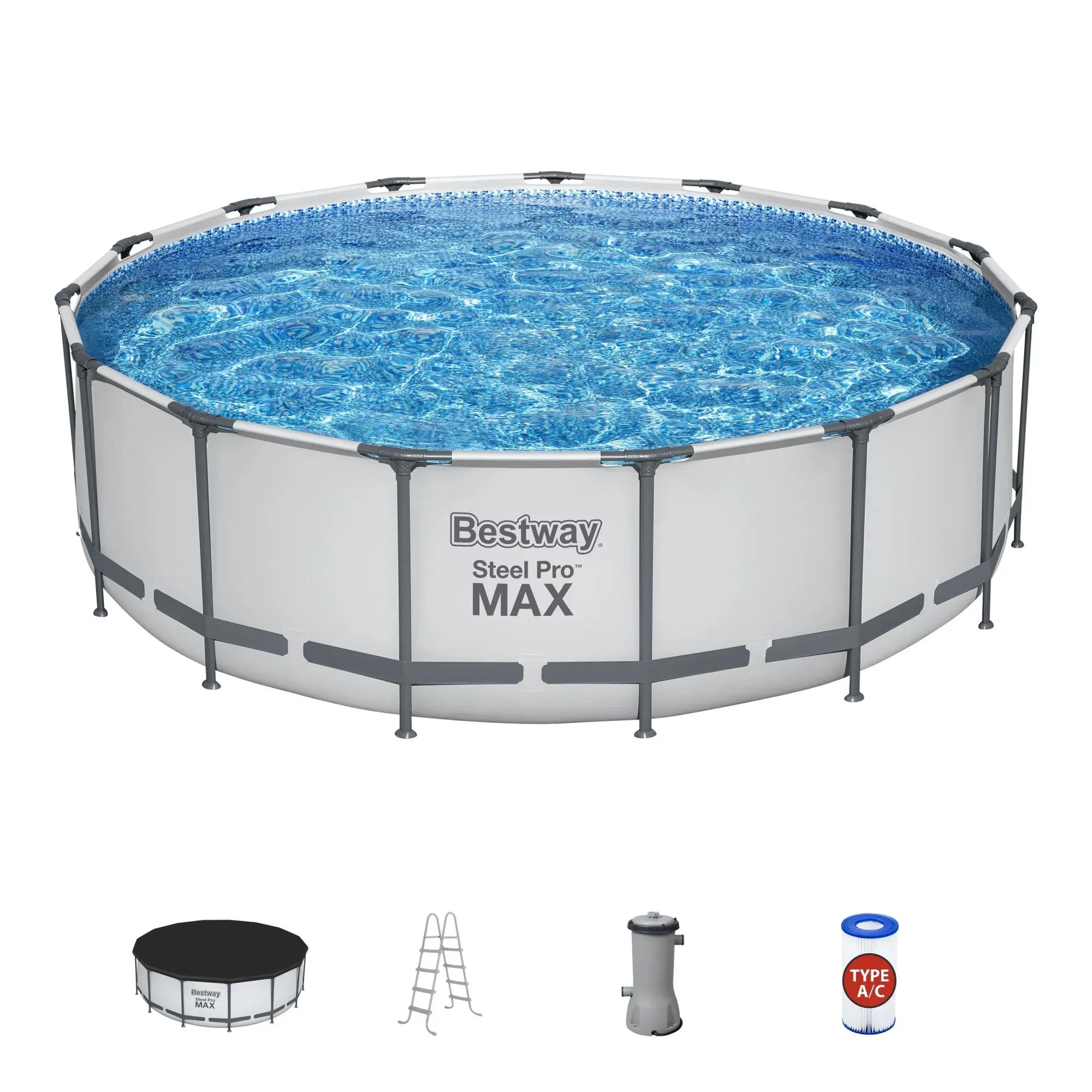 BESTWAY 4.57M X 1.22M POOL SET (Contents:Pool, Filter Pump(220-240V), Ladder, Cover, Compatible with Cartridge 58094(II)220-240V) 
