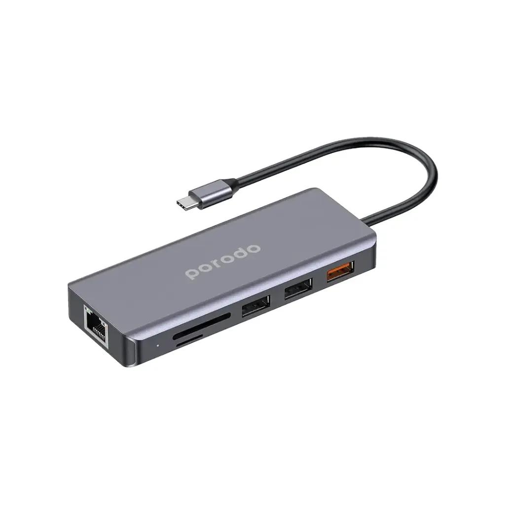 Porodo PD-91CHB-GY 9in1 USB-C Hub Type-C PD 100W 