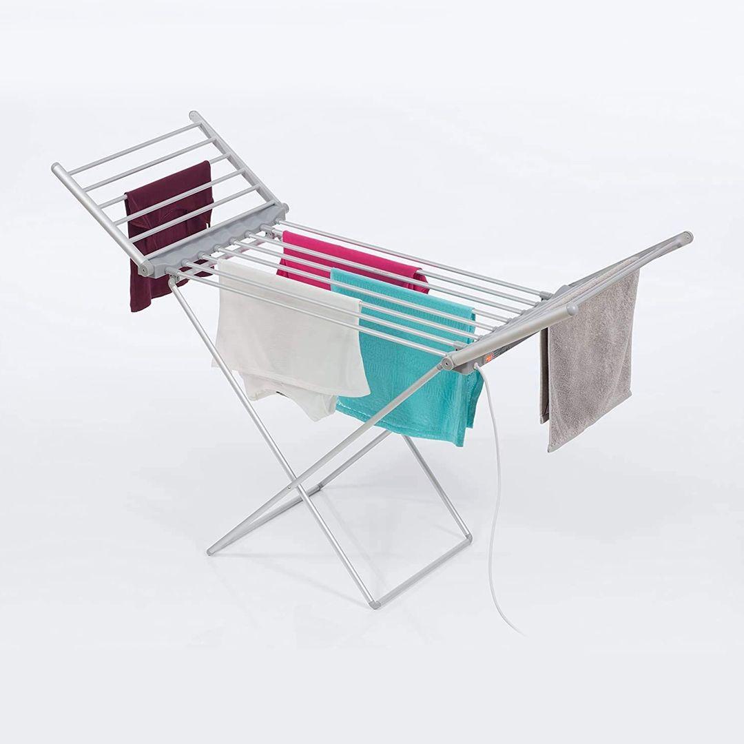 Electric Heated Clothes Dryer Folding Energy-Efficient Indoor Airer Wet Laundry Drying Horse Rack