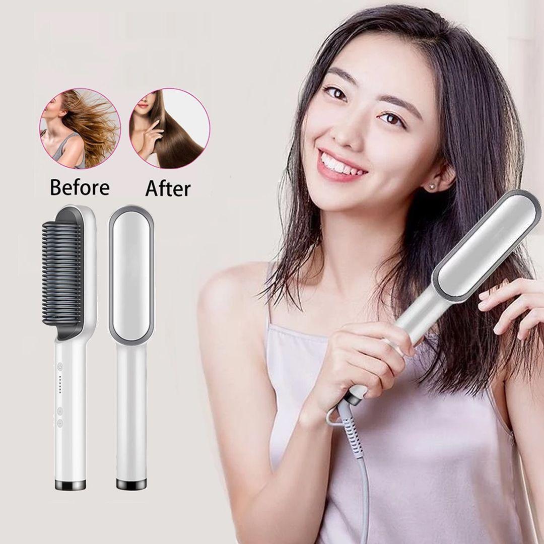 2-in-1 Electric Hair Straightener Comb Hair Brush Professional Curling iron