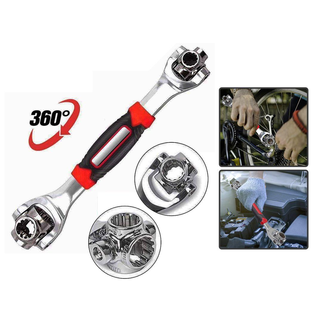 Universal Wrench 48-in-1 Multifunction Hand Tool with Spline Bolts 360 Degree Revolving Spanner
