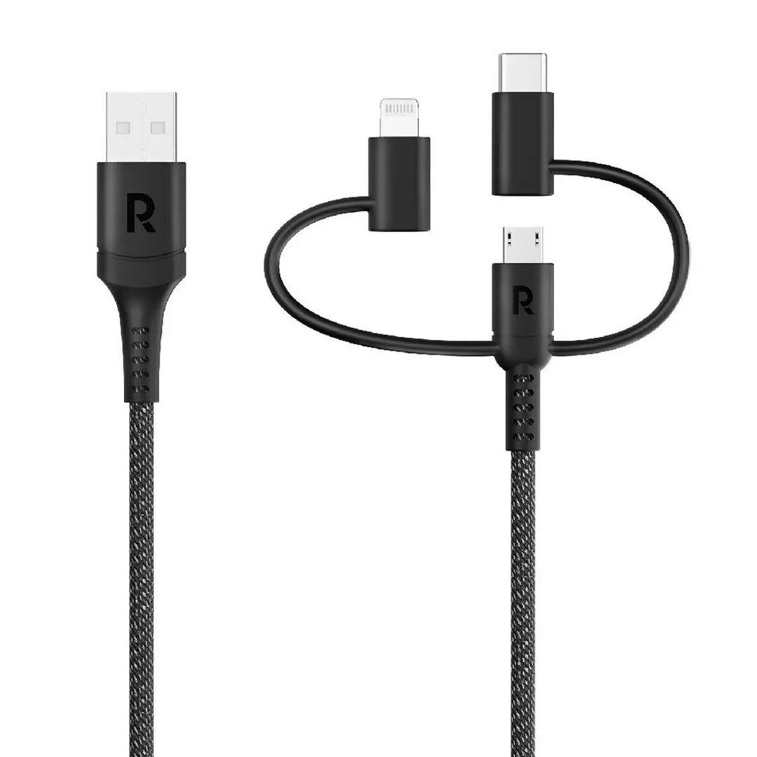 RAVPower RP-CB1033 3X1 USB-A to Micro + USB-C+ Lightning Cable 1.2 meters long
