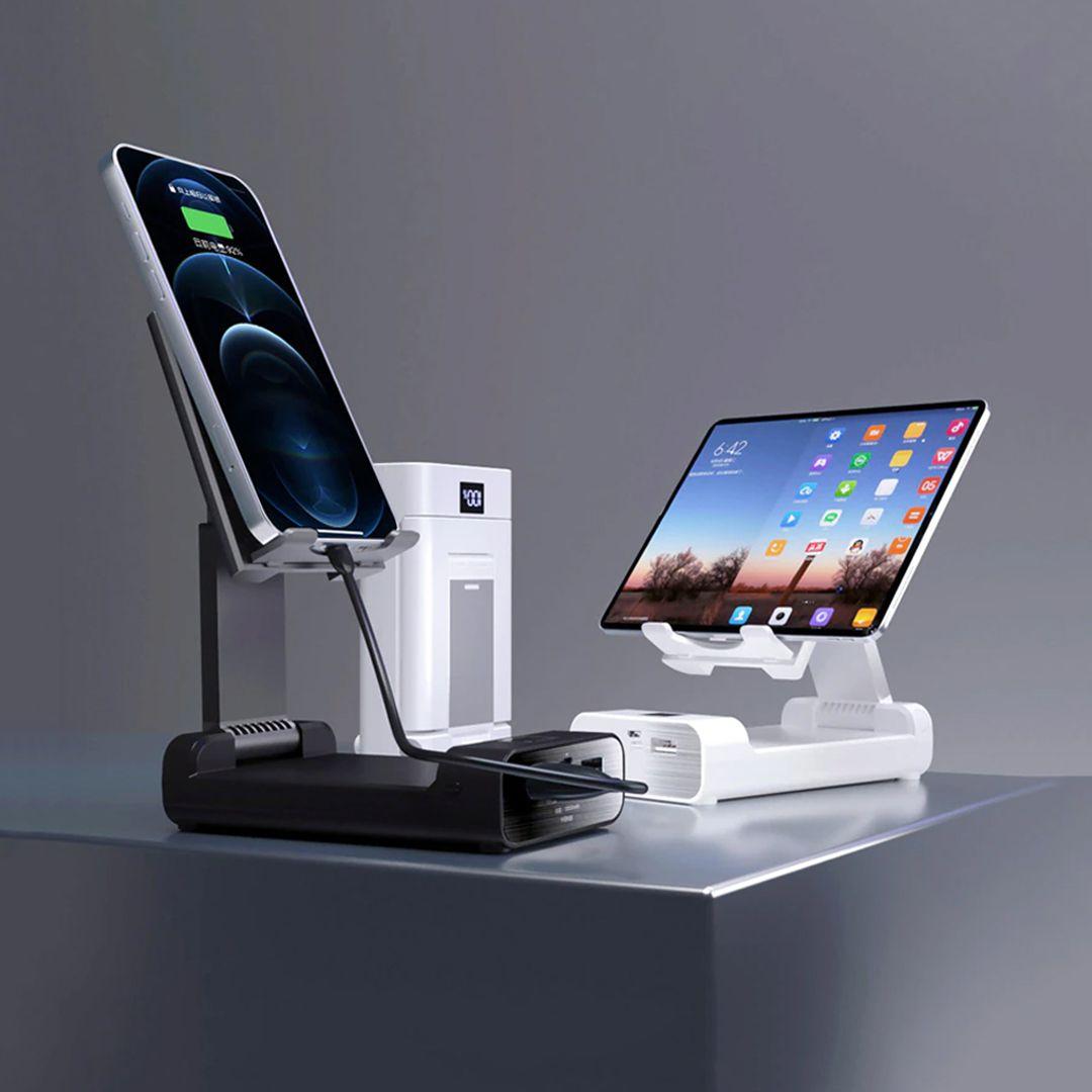 Portable Foldable 10000mAh Power Bank with Phone Stand Holder With LED Display And Two USB Ports