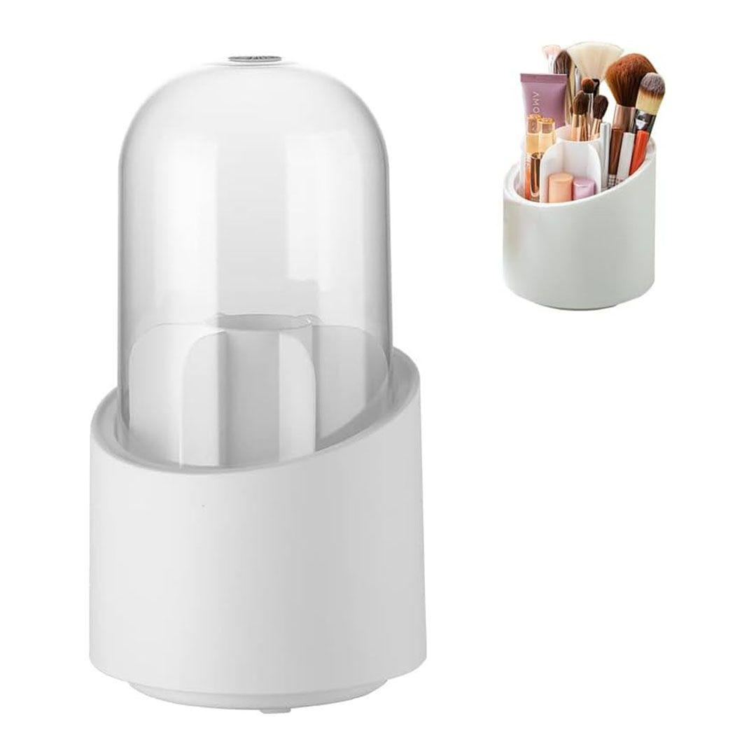 360 Degree Rotating Makeup Organizer with Clear Lid and 7 Compartments