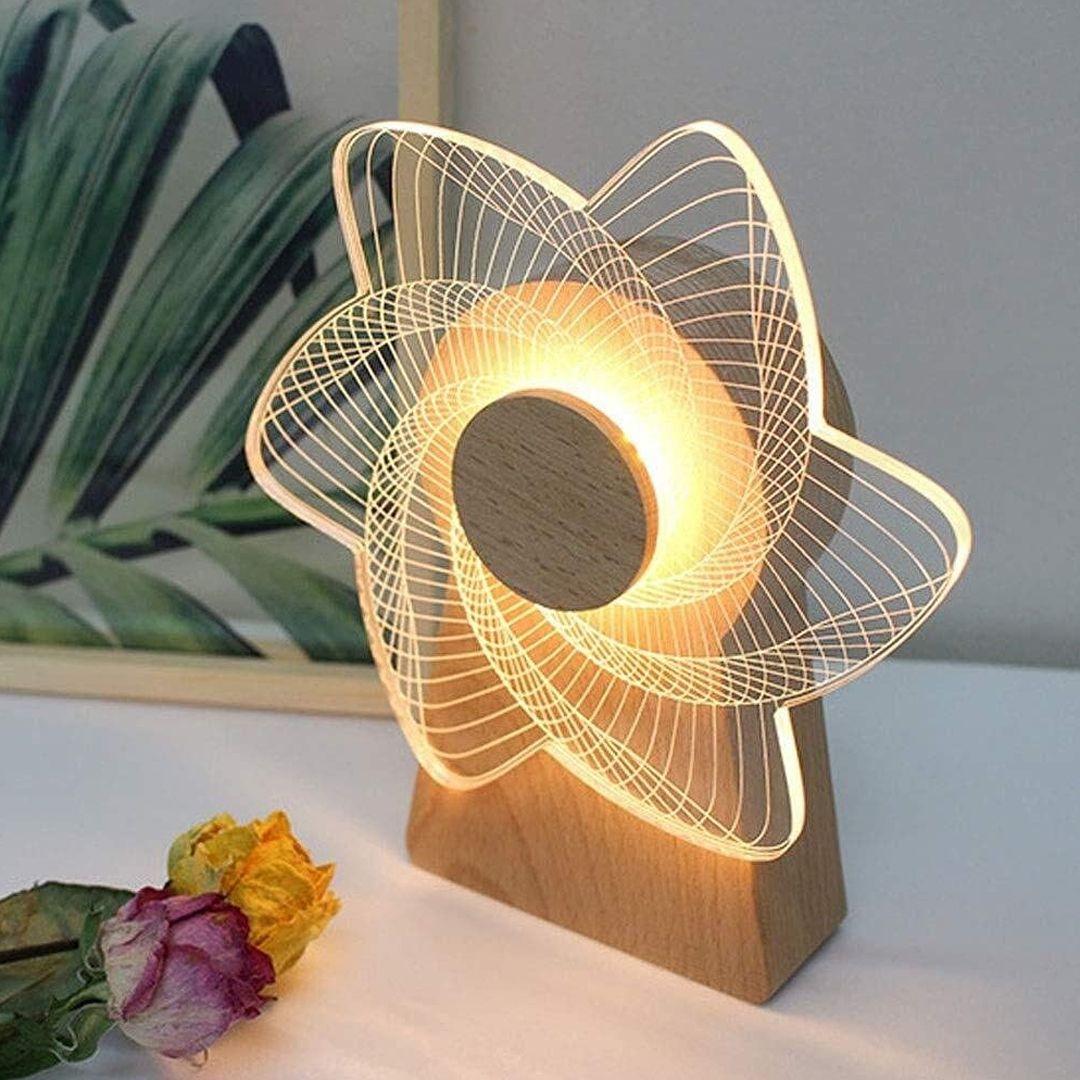 Creative 3D Rotating Windmill Led Night Light Table Lamp