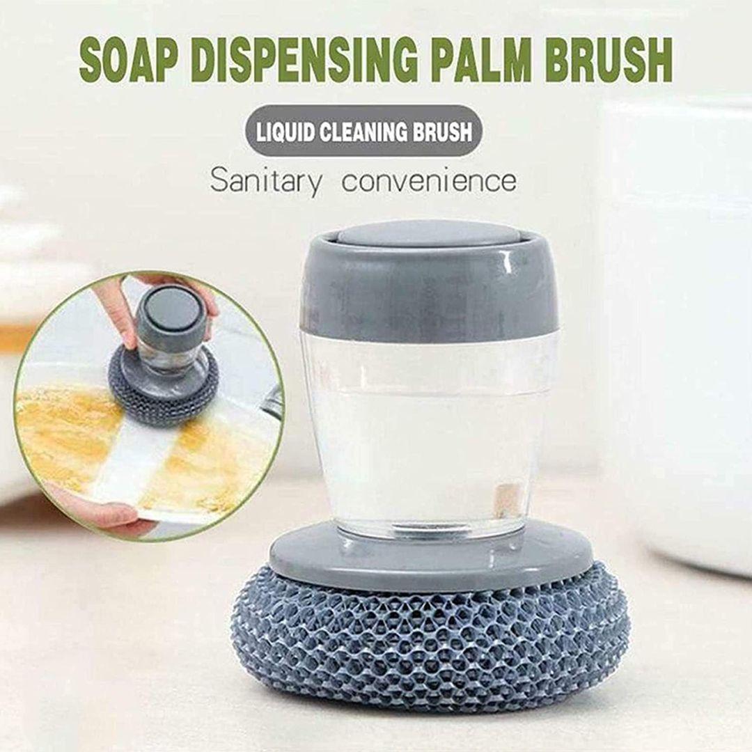 Stainless Steel Pressure 2 in 1 Washer Brush With Liquid Soap Dispenser Versatile Kitchen Tool Ergonomic Design