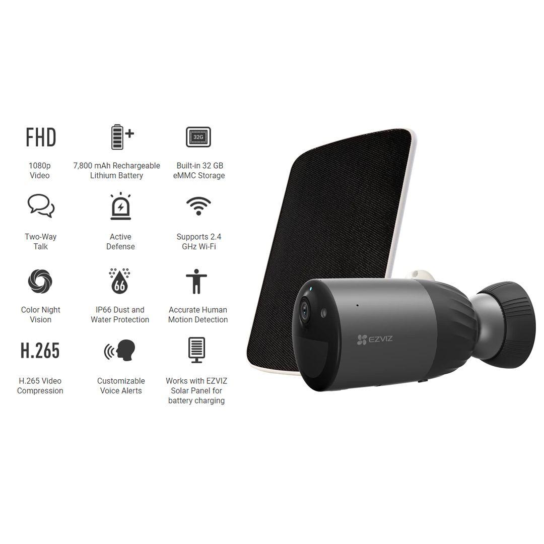 EZVIZ BC1C Solar Security Camera Outdoor Wireless 1080P PIR Motion Detection Two-way Talk Colour Night Vision