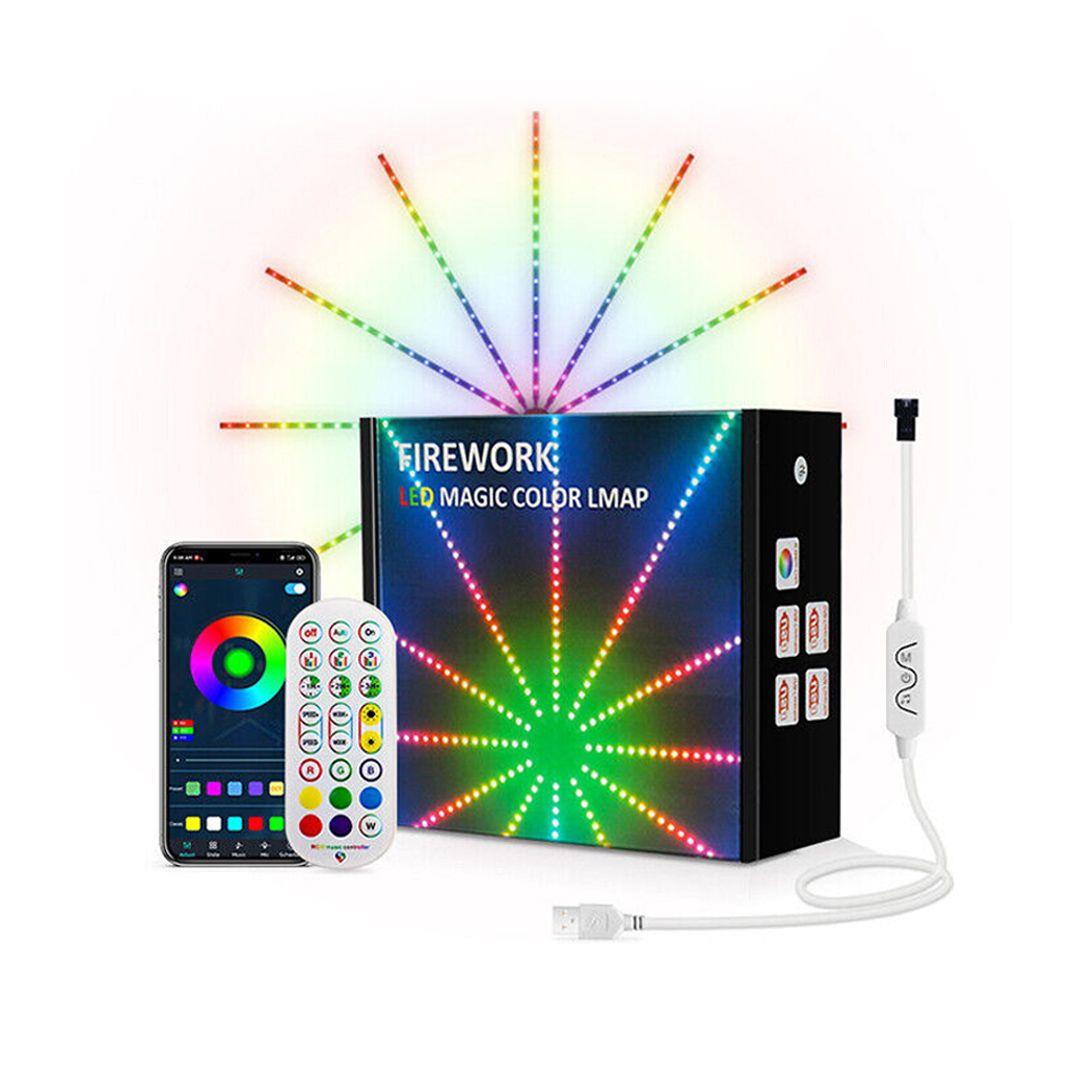 LED Fireworks Light Bar with Music Remote Control and RGB Sync