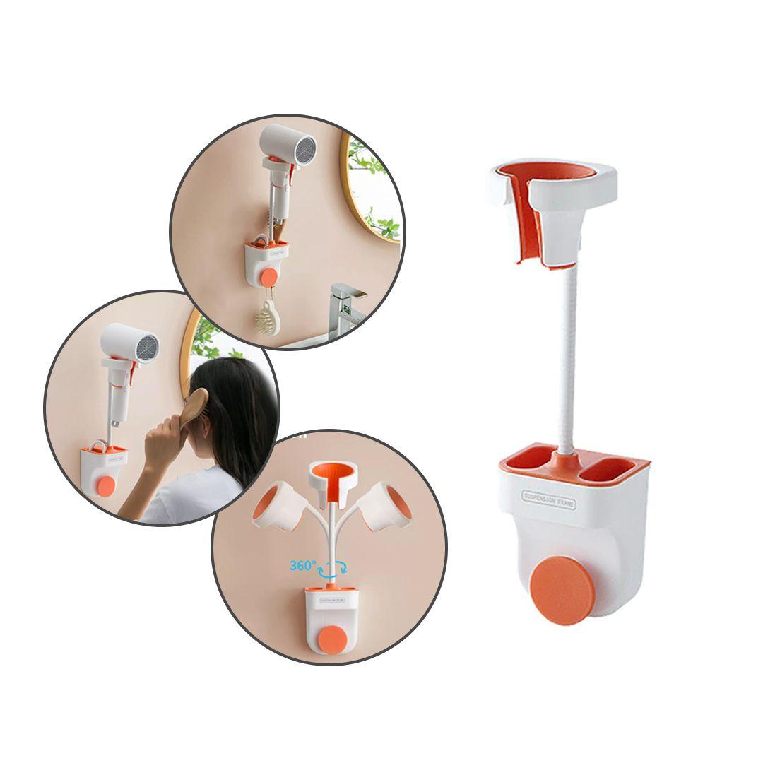 360 Degree Rotation Adjustable Hair Dryer Holder Home Bathroom Wall Mounted Waterproof Moisture Proof