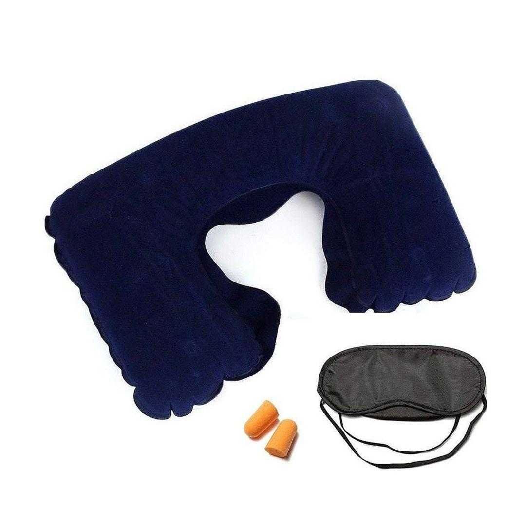 Multifunctional Travel Trio Set (Neck Rest Sleeping Pillow + Sleeping Eye Mask + Noise Isolating Earplugs)