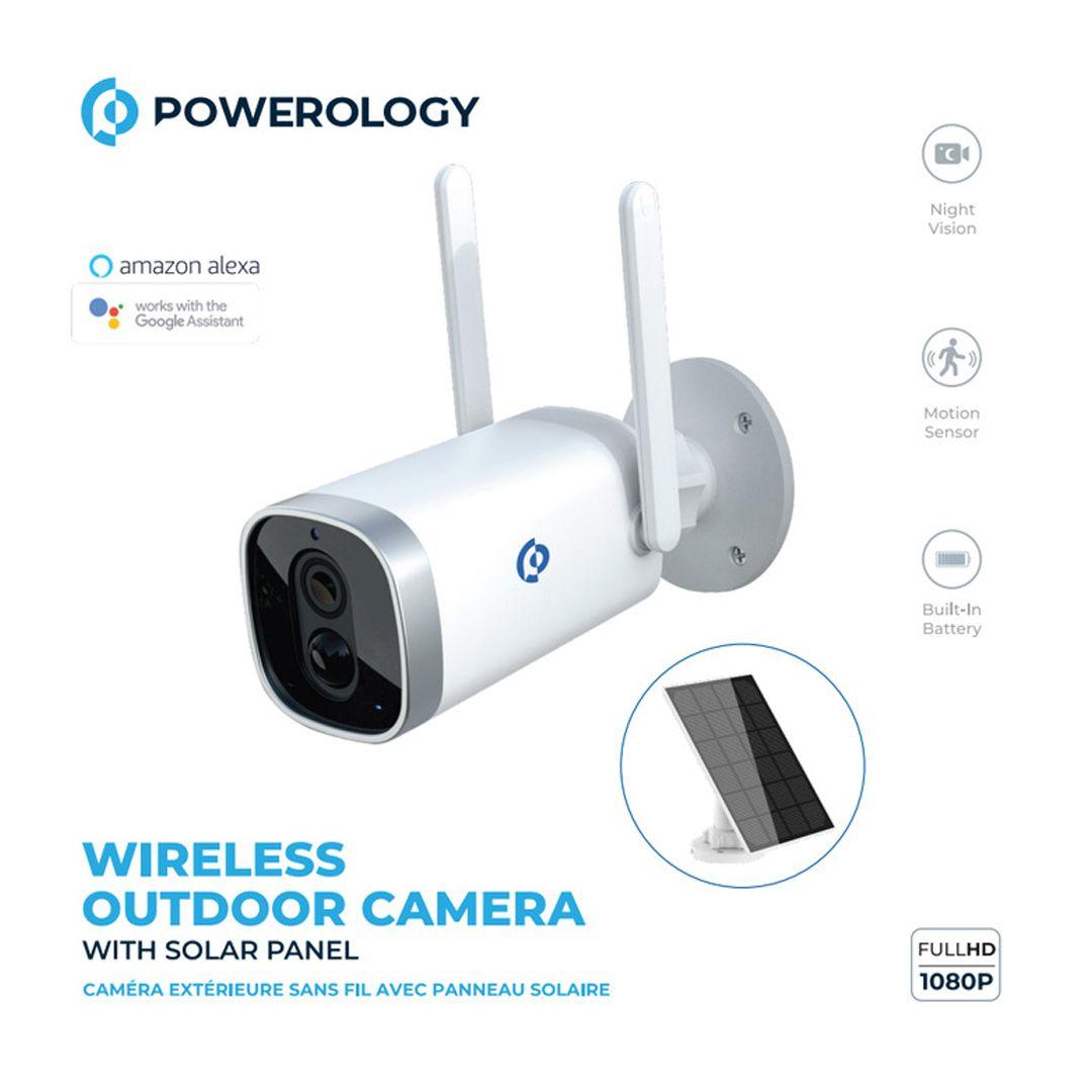 Powerology PWOCSPWH Wireless Outdoor Camera with Solar Panel