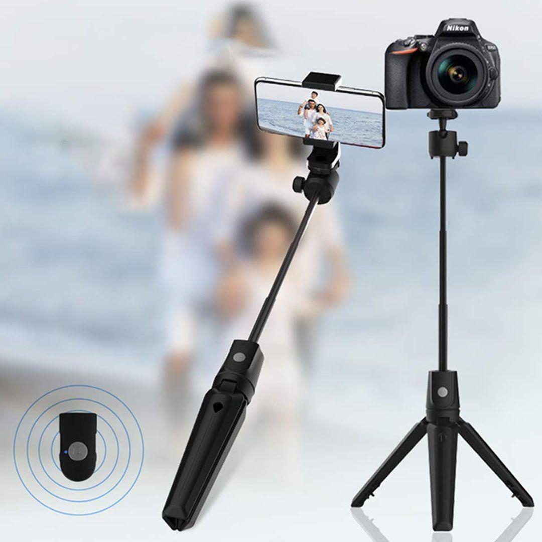 K20 3 in 1 Aluminum Alloy Bluetooth Remote Control Monitor Selfie Stick Muti-angle Tripod