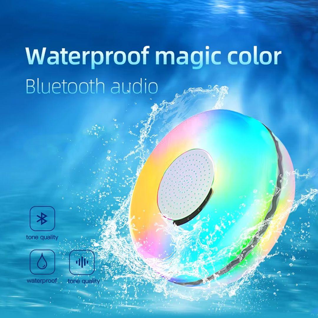 TWS Bluetooth Floating Pool Speaker with Colorful Lights IPX7 Waterproof