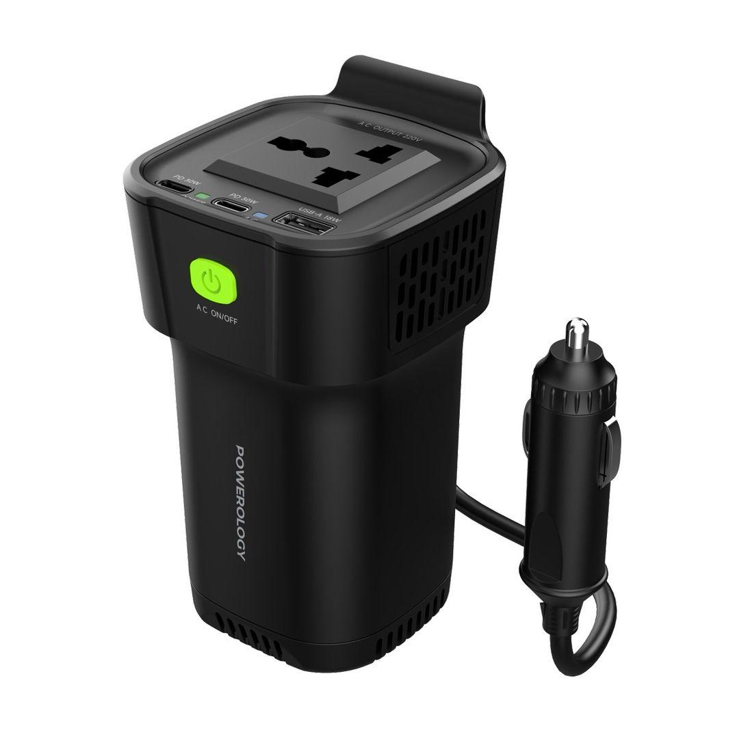 Powerology P150INVBK 150W Inverter with Fast Charging