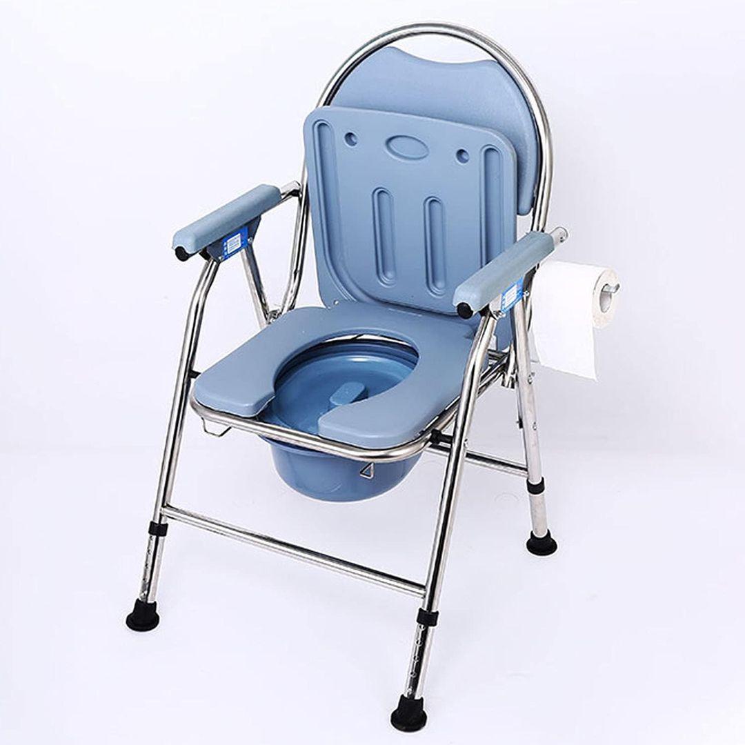 Folding Toilet Chair Holds Up to 300kg with 5 Adjustable Heights