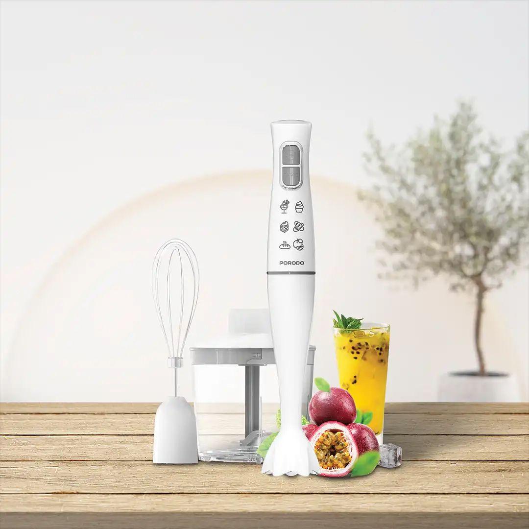 Porodo Lifestyle PD-LFST117-WH Powerful Hand Blender Food Chopper & Whisker