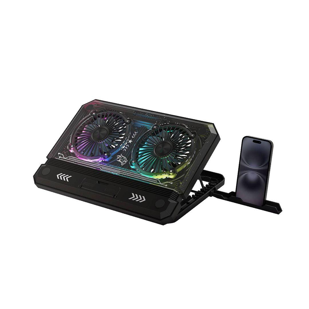 Porodo PDX121-BK Gaming Crystal Shell Laptop Cooling Pad 