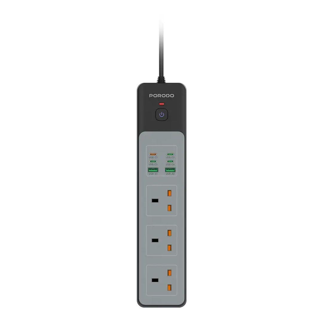 Porodo PD-FWCH052-BK 3AC | 45W | 300W Power Strip 