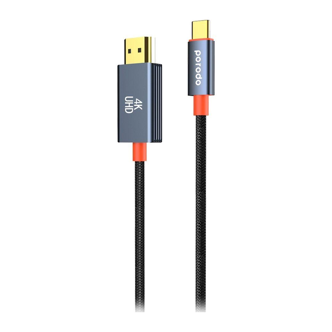 Porodo PD-CBL0016-BK Woven Cable Type-C to HDMI
