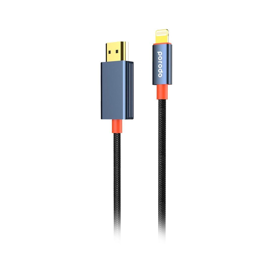 Porodo PD-CBL0017-BK Woven Cable Lightning to HDMI