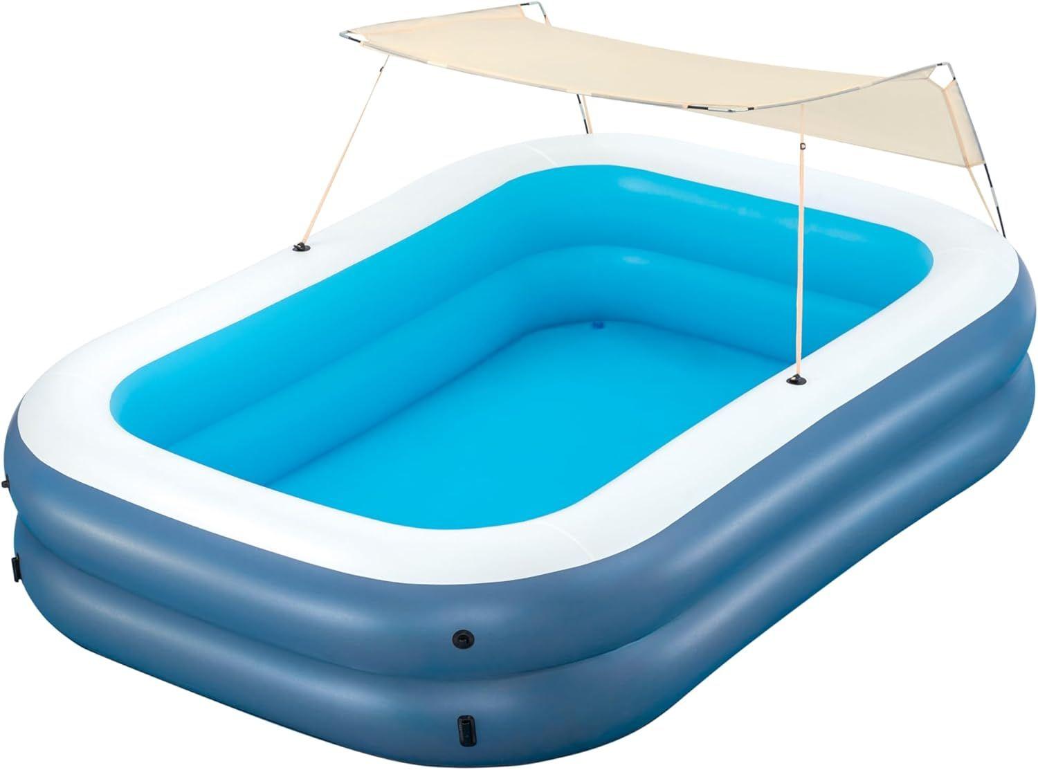 BESTWAY 2.54M X 1.78M X 1.40M SUMMER BLISS SHADED FAMILY POOL (1 pool,1 sunshade,repair patch) Age 6+