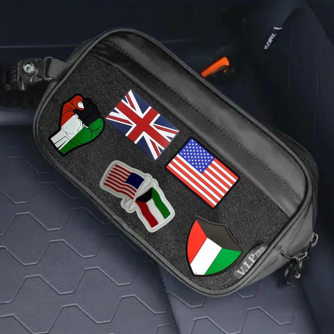 Rubber Sticker for Fabric Bags With Flags Icons