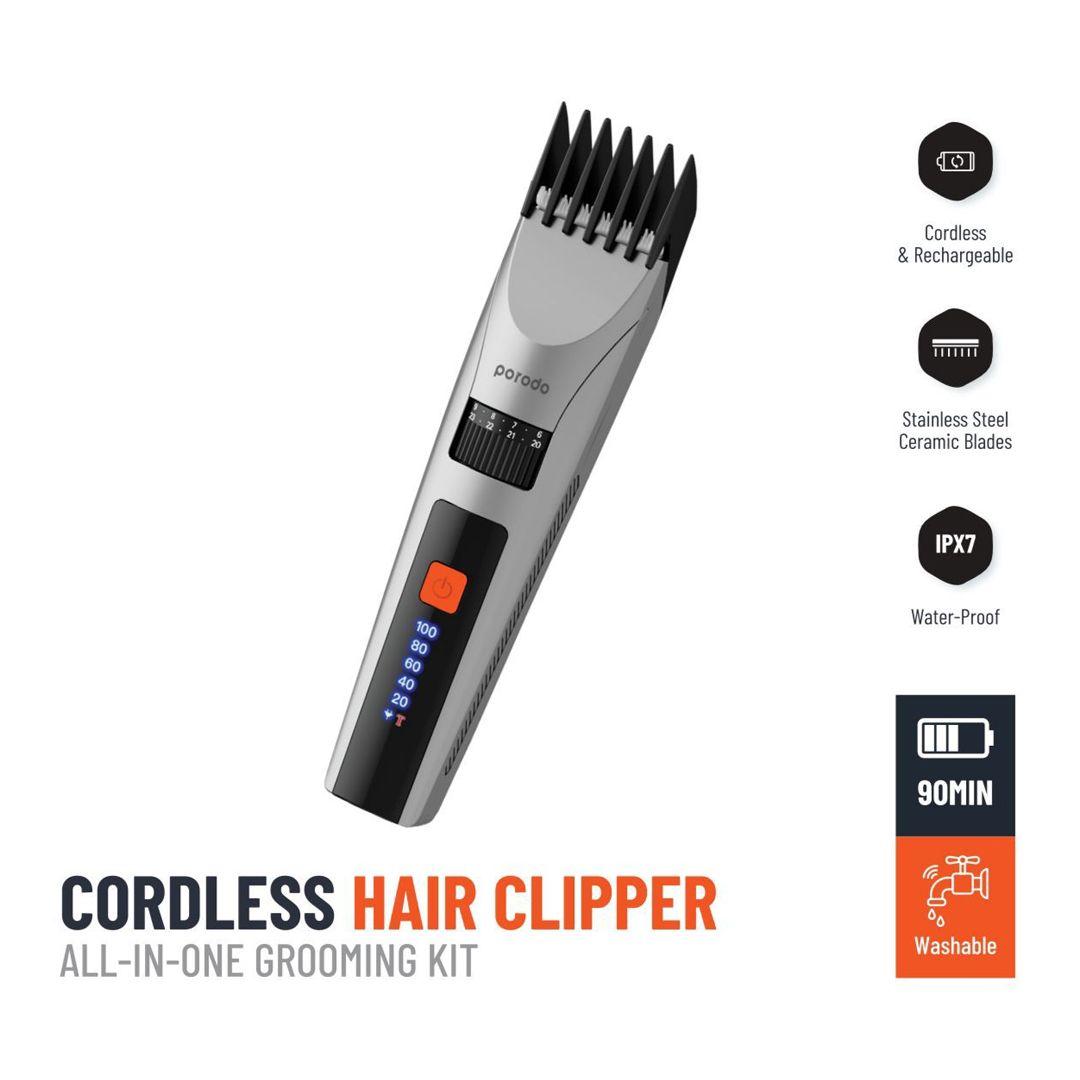 Porodo LifeStyle Rechargeable LED display Hair Clipper With Two Cutting Modes 1200mAh 