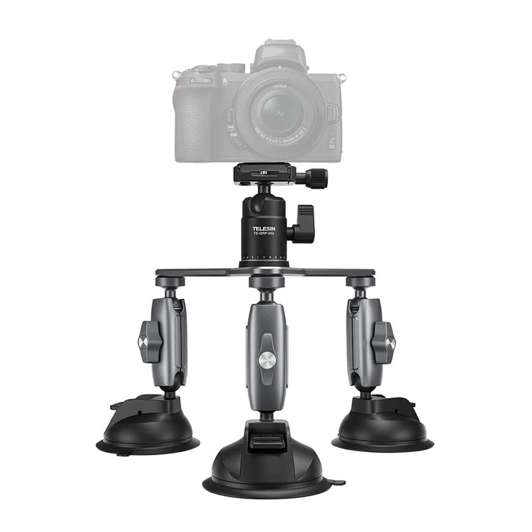 TELESIN TE-TSB-001 Three-Arm Suction Cup Mount compatible with cameras and smartphones