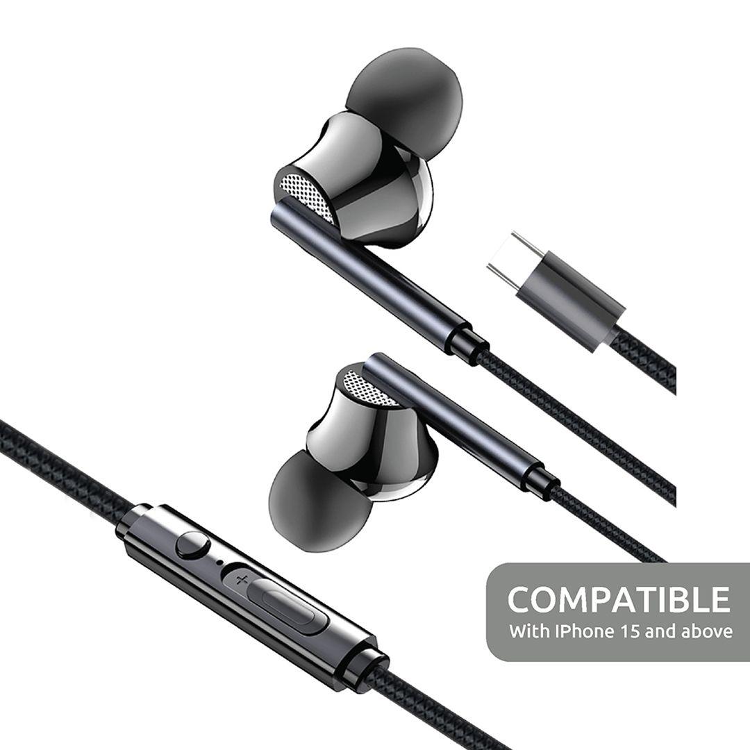 SIA Soundlink SI-SL31BUD Wired Type-C Earphones – 1.2m Cable, Clear Sound, Full Mic & Volume Control