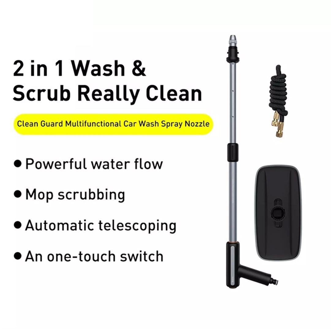  Baseus 2 in 1 Car Washer Gun With Mop High Pressure Washer Spray Nozzle Flexible Hose Car Washer