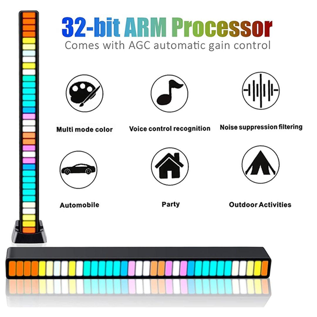 RGB Sound Reactive LED Light Bar, Sound Control Light，32 Bit Music Level Indicator, Creative Colorful Sound Control Ambient Light