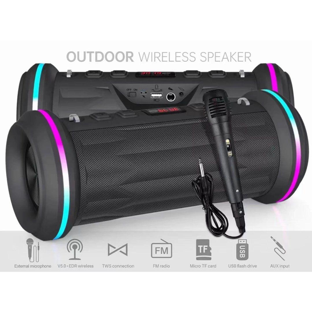 NR-6015M Portable Wireless Rechargeable Karaoke Bluetooth Speaker With Colorful LED Light And Microphone