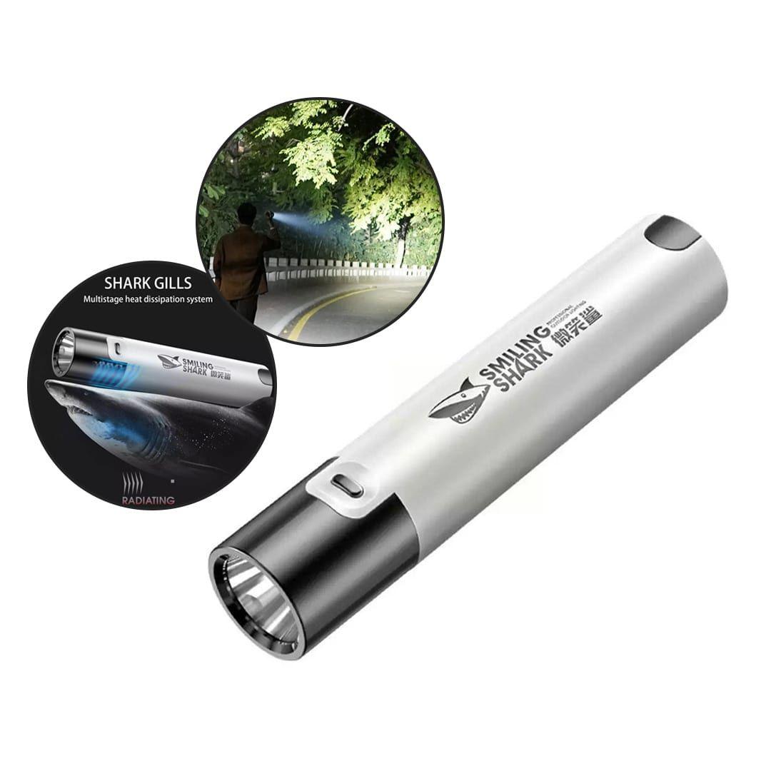 Smiling Shark Rechargeable Powerful LED Torch Power Bank Handheld Waterproof Camping Mini Flashlight