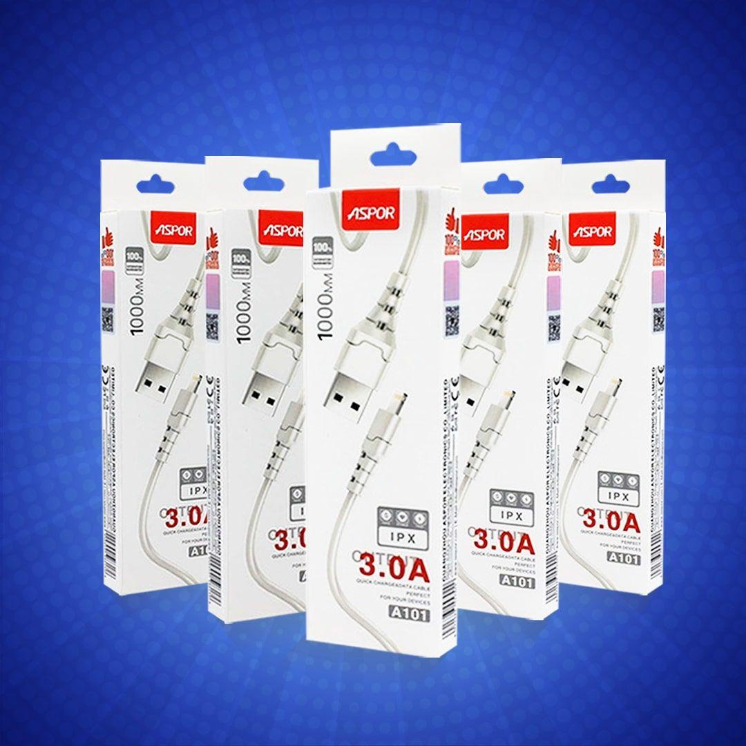 5 Aspor A101 iPhone Lightning Cables (2 Meters)