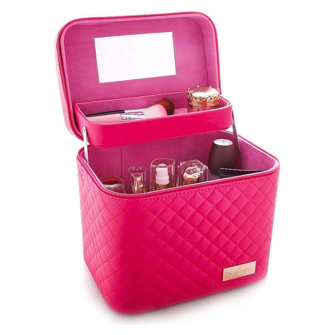 Makeup Case with Mirror and Foldable Inner Drawer Suitable for All Cosmetics