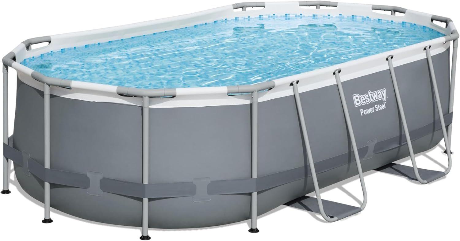 BESTWAY 56620 4.27M X 2.50M X 1.00M OVAL POOL SET (Contents:One Pool, Filter Pump(220-240V), Ladder, ChemConnect Dispenser, Compatible with Cartridge 58094(II)220-240V) 