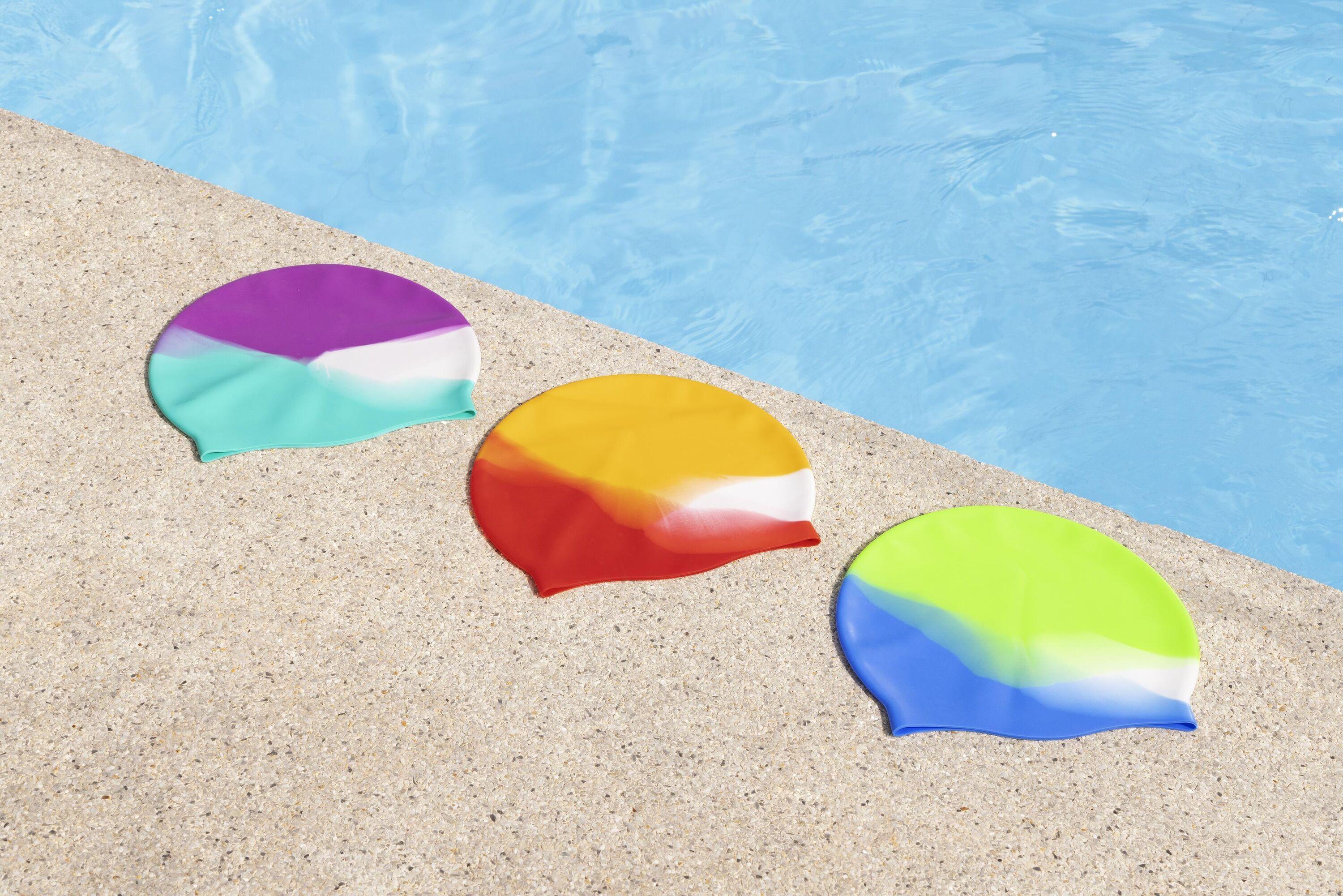 BESTWAY 26049 Lil'Color Wave Swim Cap (One swim cap, 3 assorted colors) Age 3+