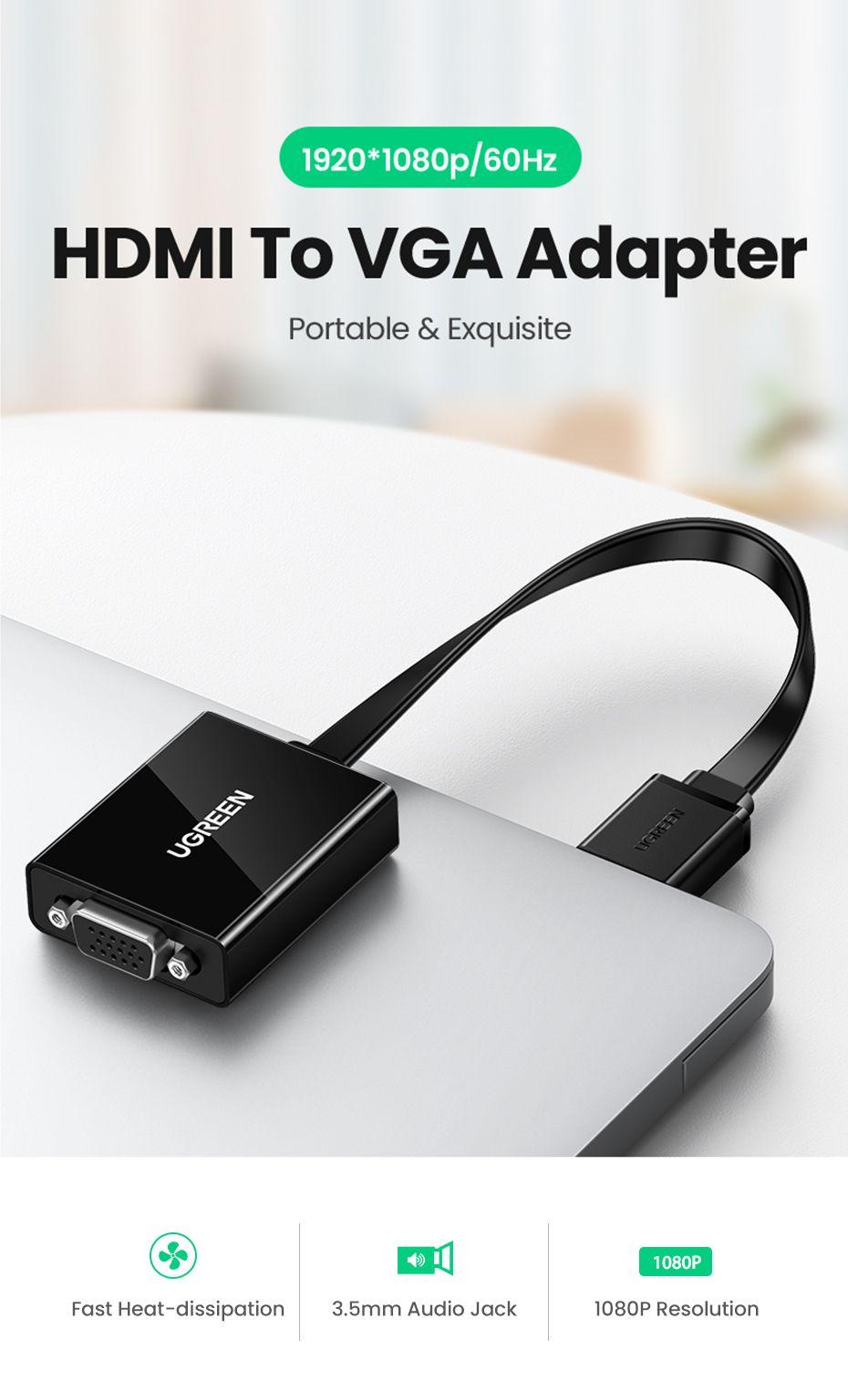 UGREEN Active HDMI to VGA Adapter Converter with 3.5mm Audio