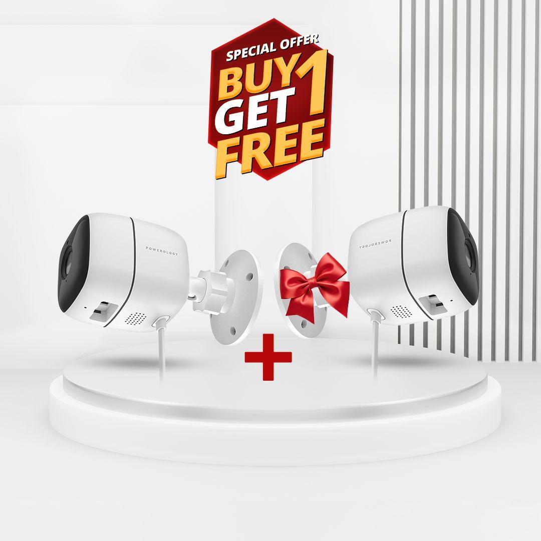 Buy Powerology PSOWCFWH WiFi Smart Outdoor Camera 110° Wide Angle Lens & Get 1 FREE