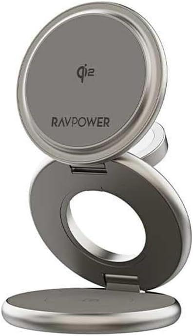 RAVPOWER RP-WC1008 Foldable 3-in-1 MagSafe 15W Wireless Charging Station