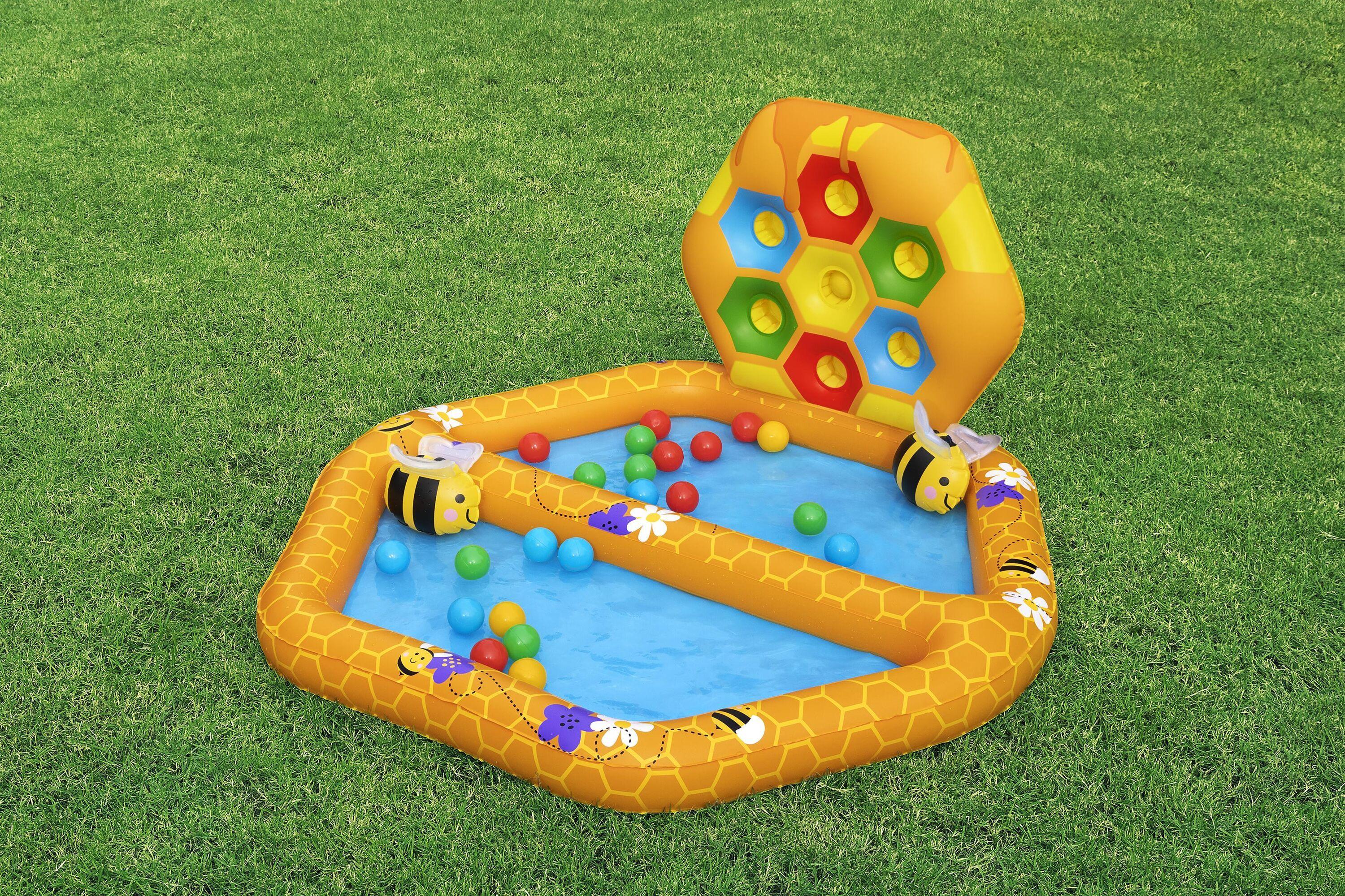 BESTWAY 52639 1.27m x 1.19m x 61cm Lil' Beehive Baby Pool & Ball Pit (1 ball pit, 2 bees, 20 play balls, repair patch) Age 12M+