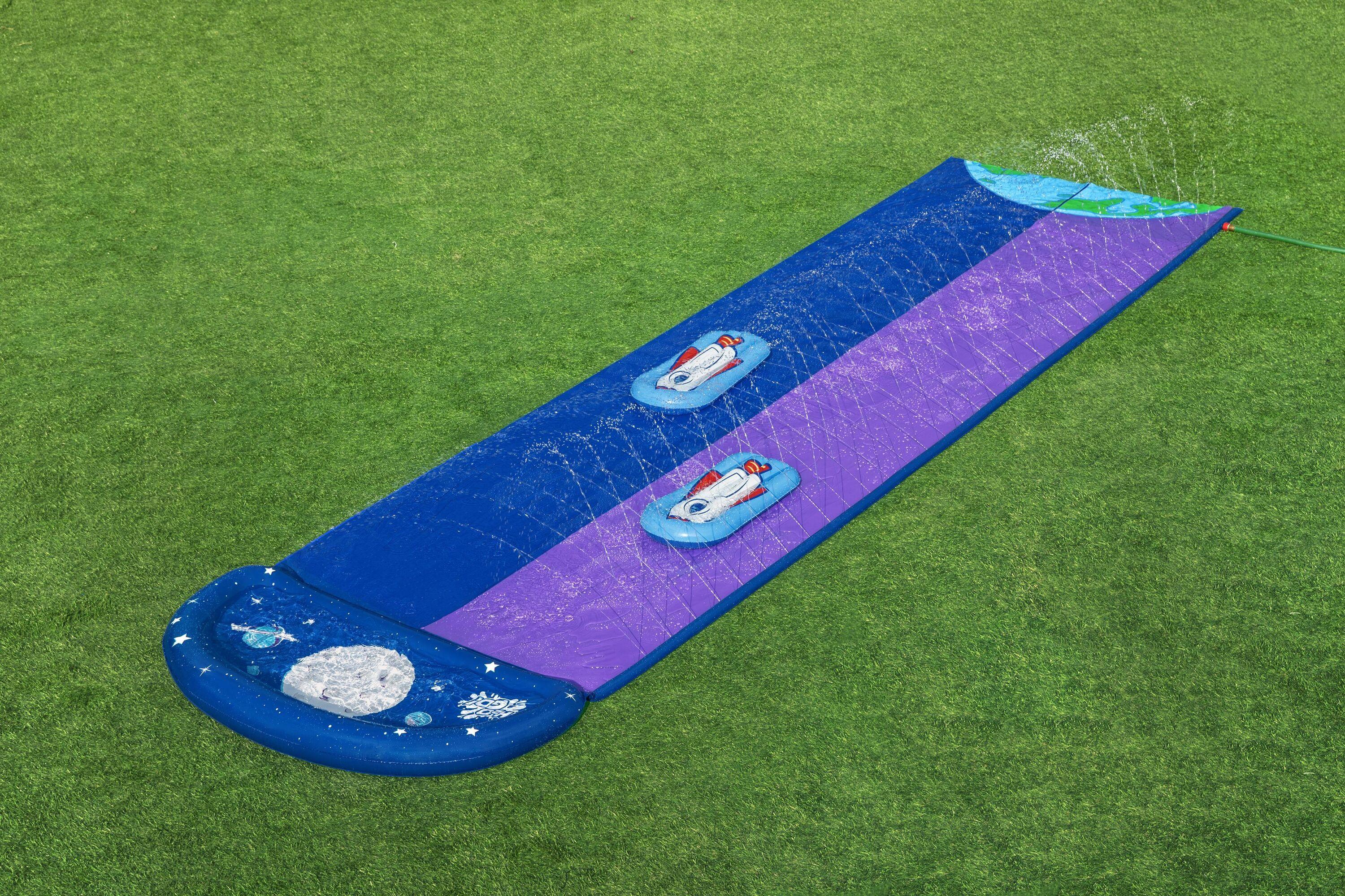 BESTWAY 52642 4.88m Lunar Launch Double Slide (1 water slide, 2 surf riders, repair patch) Age 3+ #52642