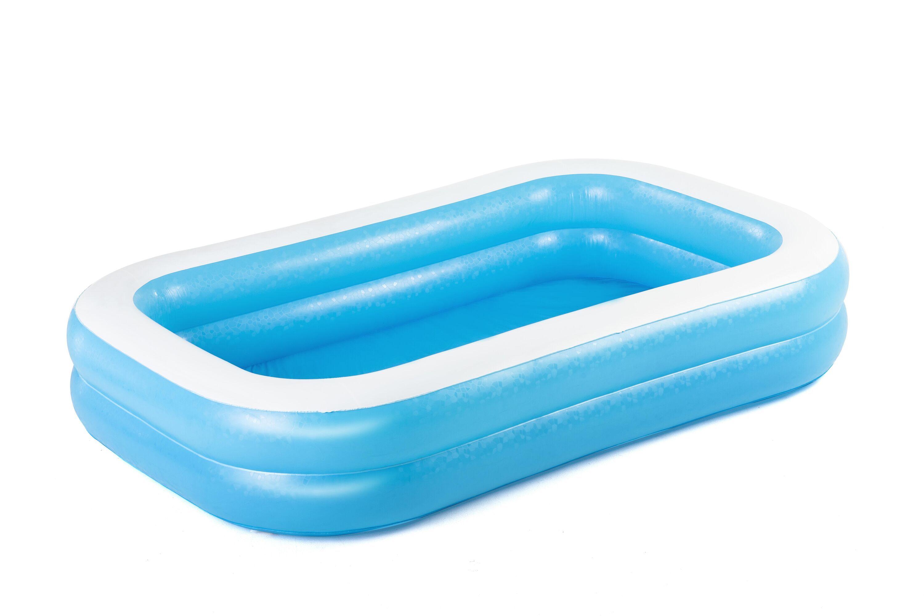 BESTWAY 2.62M X 1.75M X 51CM BLUE RECTANGULAR POOL (Contents:One pool, heavy-duty repair patch) Age 6+ #54006