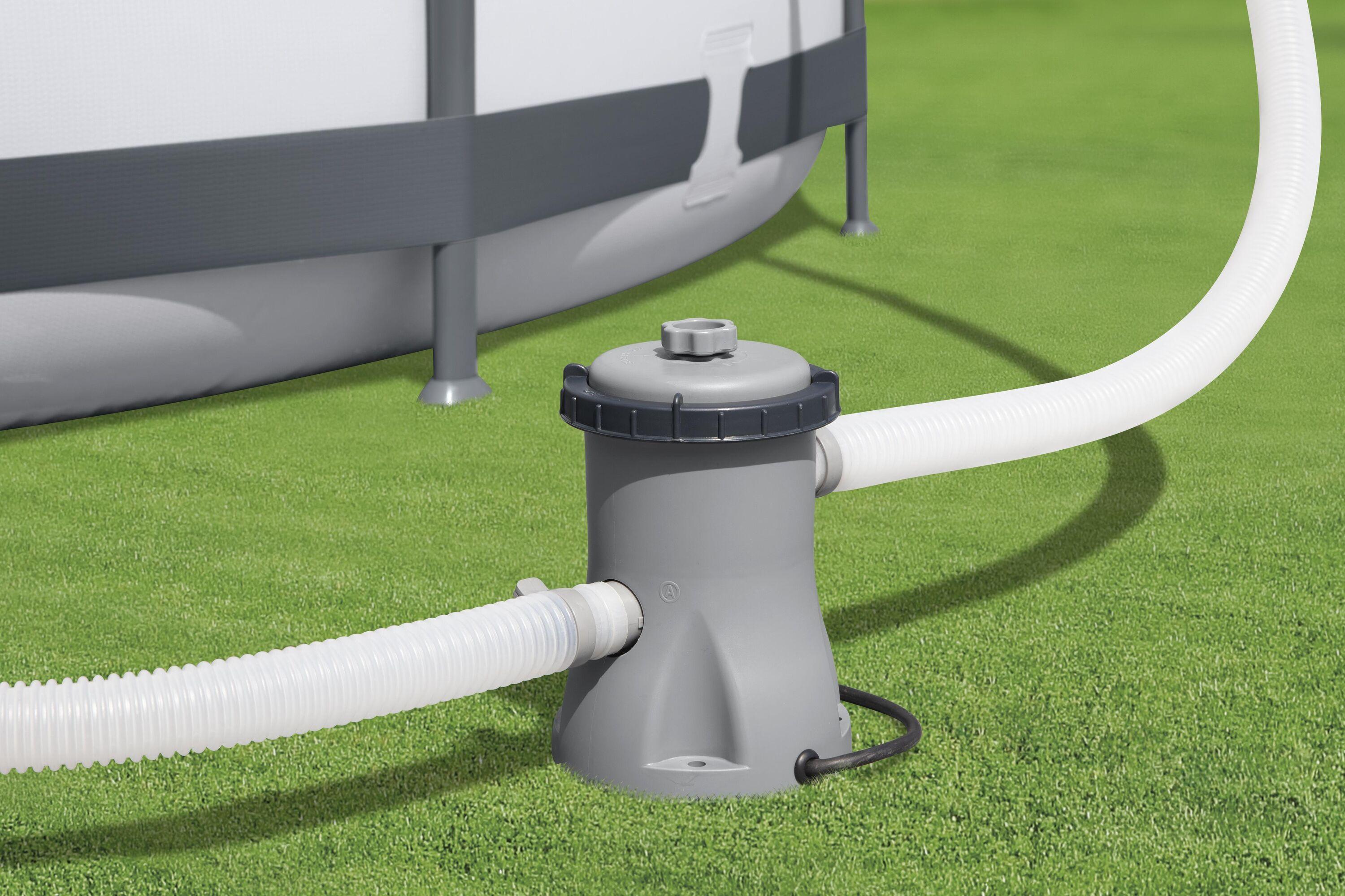 BESTWAY 1249L/330GAL FILTER PUMP (Contents: Filter pump(220-240V, 16W), Pump's water flow rate 1,249 L/h (330 gal./h), Compatible with Cartridge 58093(I), no adaptor is inlcluded, can't be connected to Φ38mm hose) 